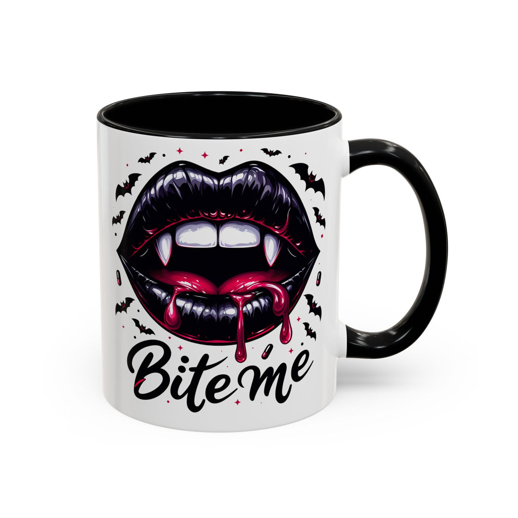 Vampire Themed Coffee Mug - "Bite Me"  halloween bats horror art cup