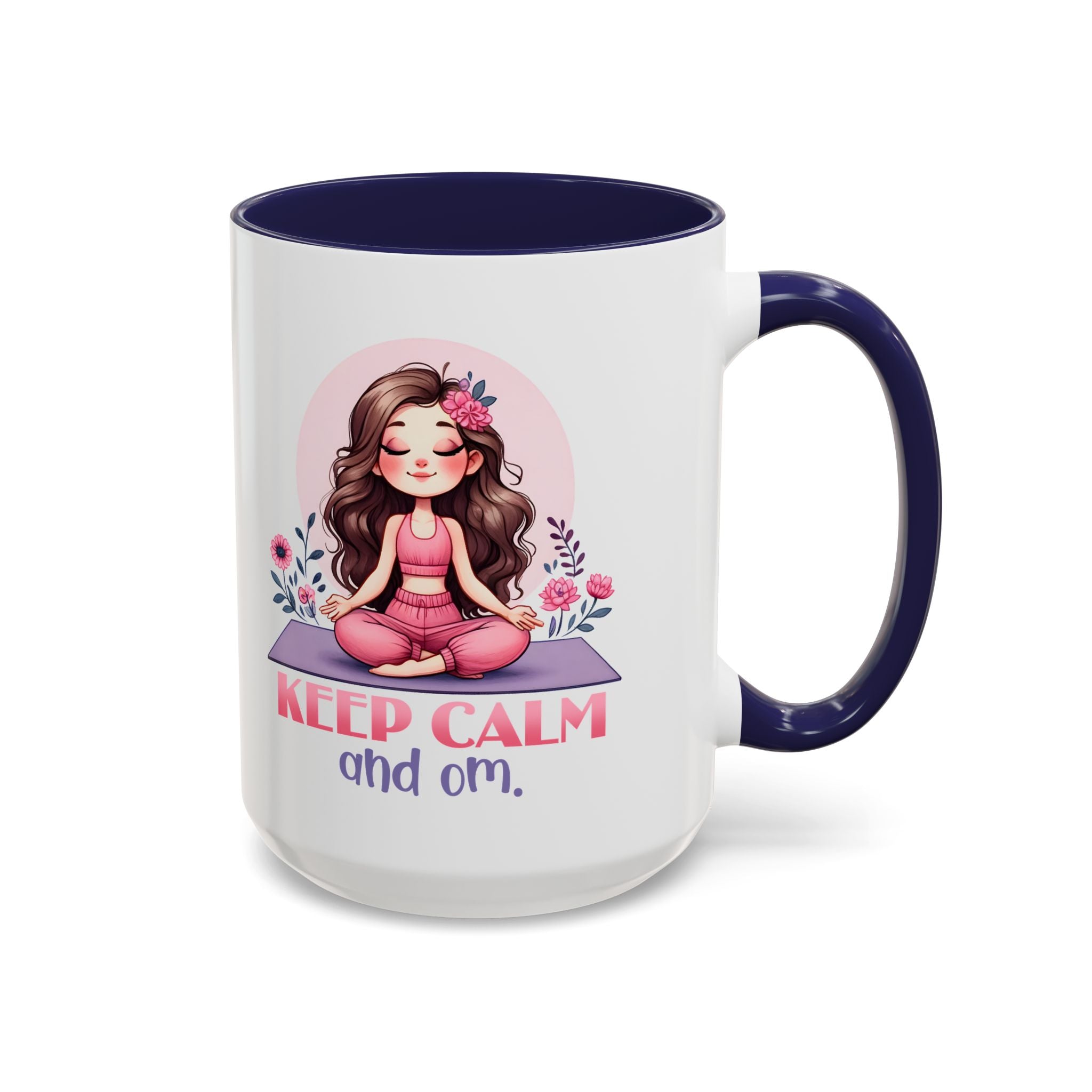 Relaxing Yoga Coffee Mug, Keep Calm and Om Mug, Inspirational Gift, Meditation Mug, Self-Care Coffee Cup, Yoga Lover's Gift