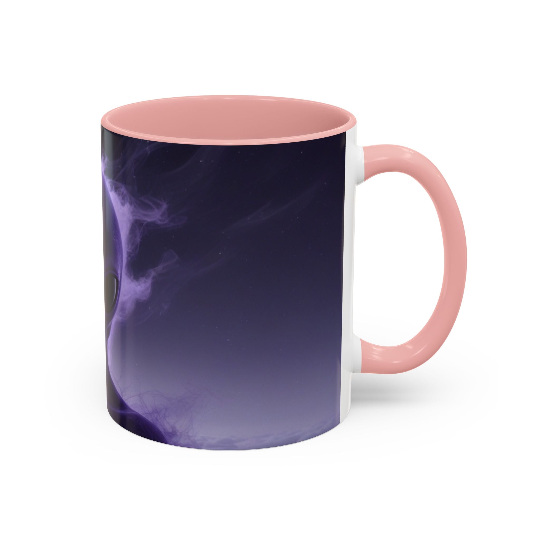 Alien Portrait Accent Coffee Mug — Purple Cosmic Extraterrestrial Art (11/15oz)