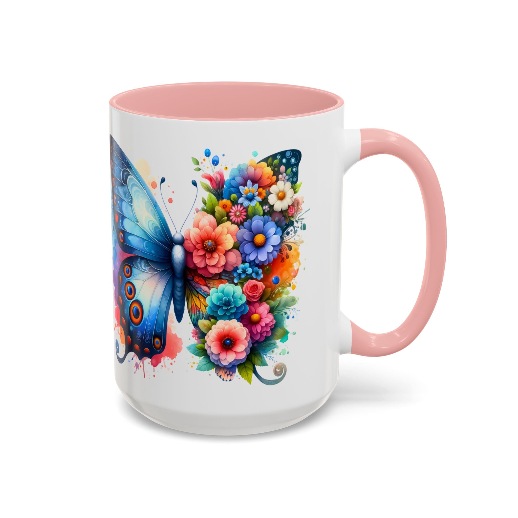 Colorful Floral Butterfly Accent Coffee Mug – Vibrant Artistic 11/15oz nature lover