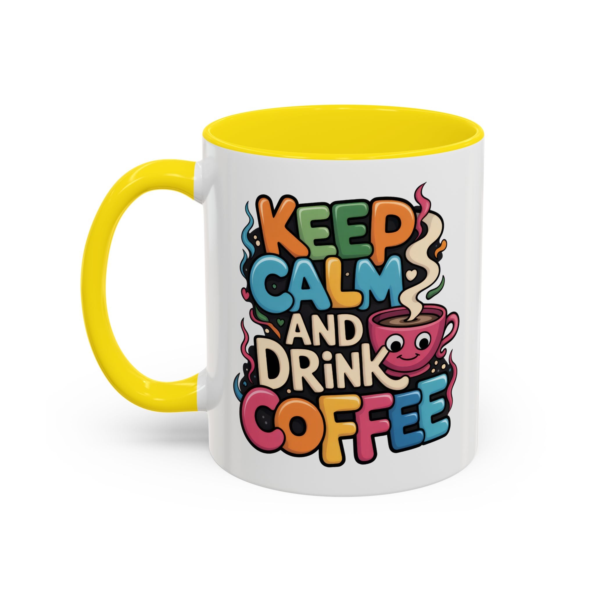 Keep Calm and Drink Coffee Mug - Fun Colorful Ceramic Coffee Cup funny