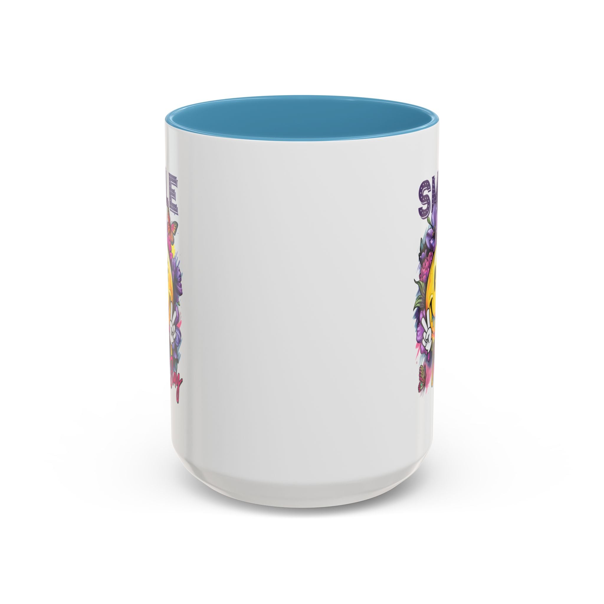 Smile Stay Accent Coffee Mug - Vibrant Floral Design for Positive Vibes