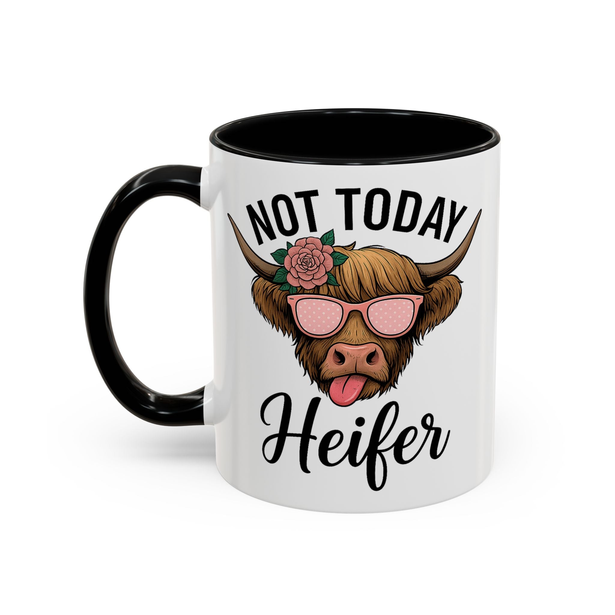 Not Today Heifer Coffee Mug — Funny Cow Mug with Sunglasses (11/15oz)