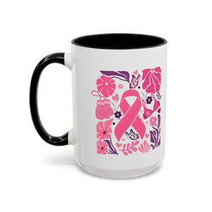 Pink Floral Awareness Coffee Mug, Breast Cancer Awareness Mug, Gift for Her, Supportive Drinkware, Motivational Mug