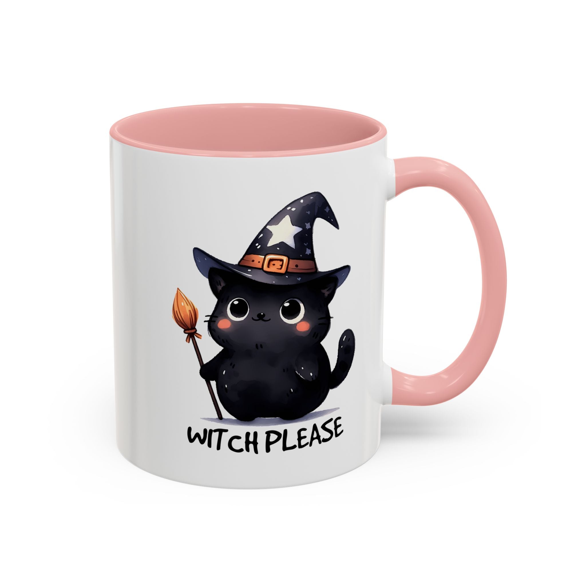 Cute Witch Cat Coffee Mug - Perfect for Halloween, Cat Lover Gift, Witch Please Design, Black Cat Mug, Cozy Drinkware