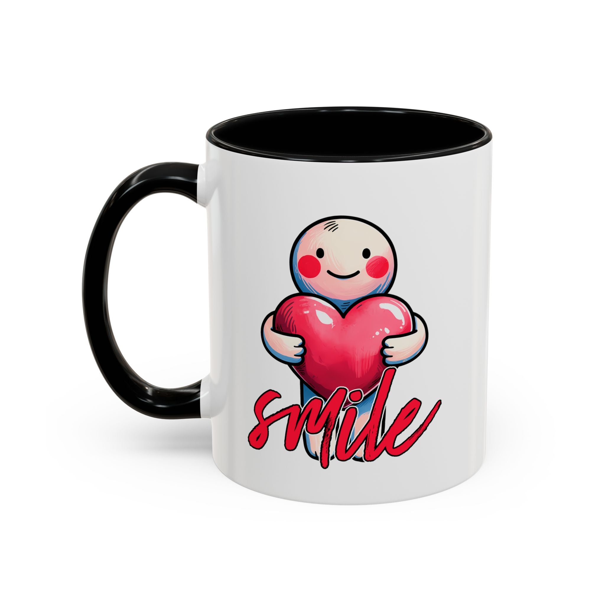 Smiling Heart Accent Coffee Mug - 11oz & 15oz | Cute Gift for Friends & Family