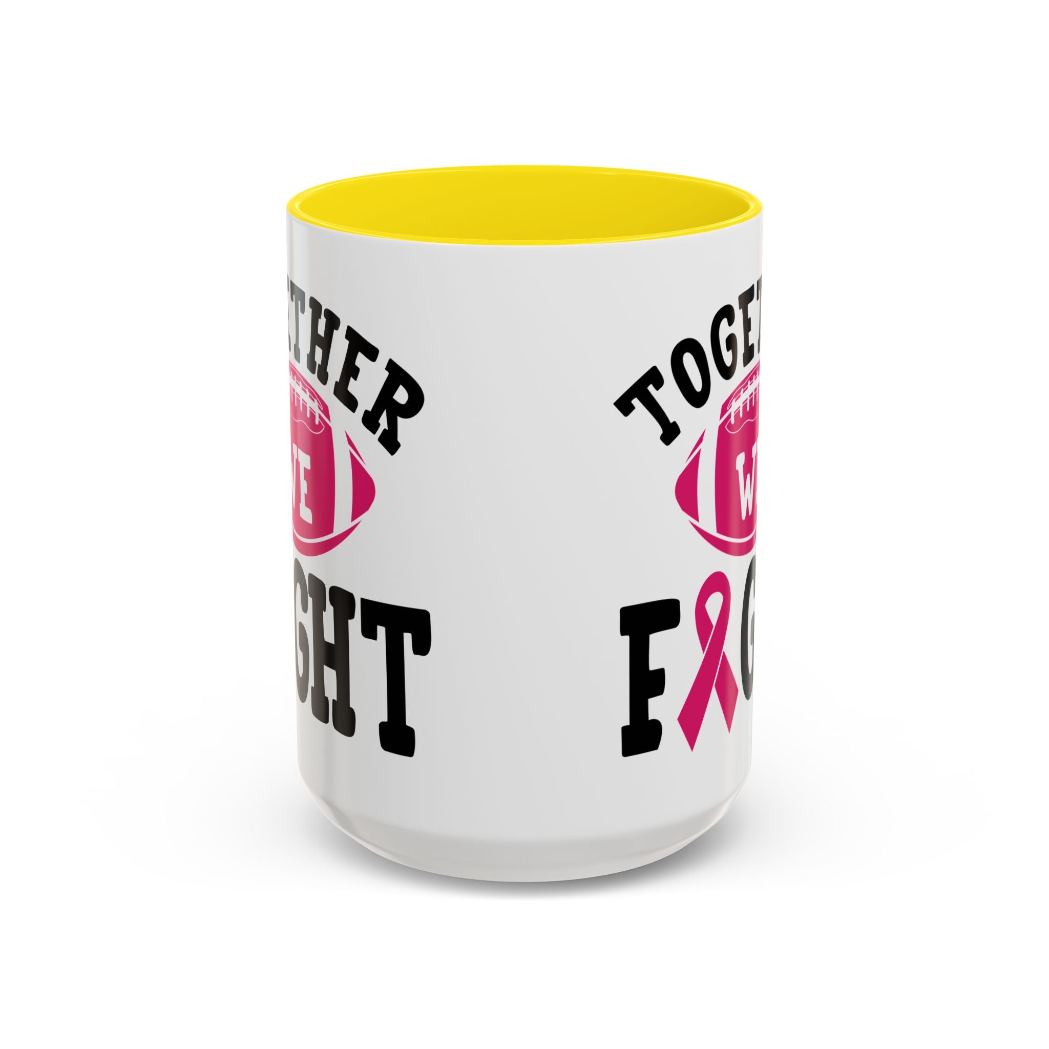 Together We Fight Pink Ribbon Coffee Mug, Support Breast Cancer Awareness, Gift for Survivors, Football Lovers, Empowerment