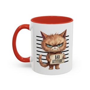 Funny cat bad attitude Accent Coffee Mug, 11oz animal lover gift