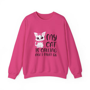 Cute Cat Lover Sweatshirt, My Cat Is Calling Crewneck, Animal Print Pullover, Pet Owner Gift, Cozy Sweatshirt for Cat Moms