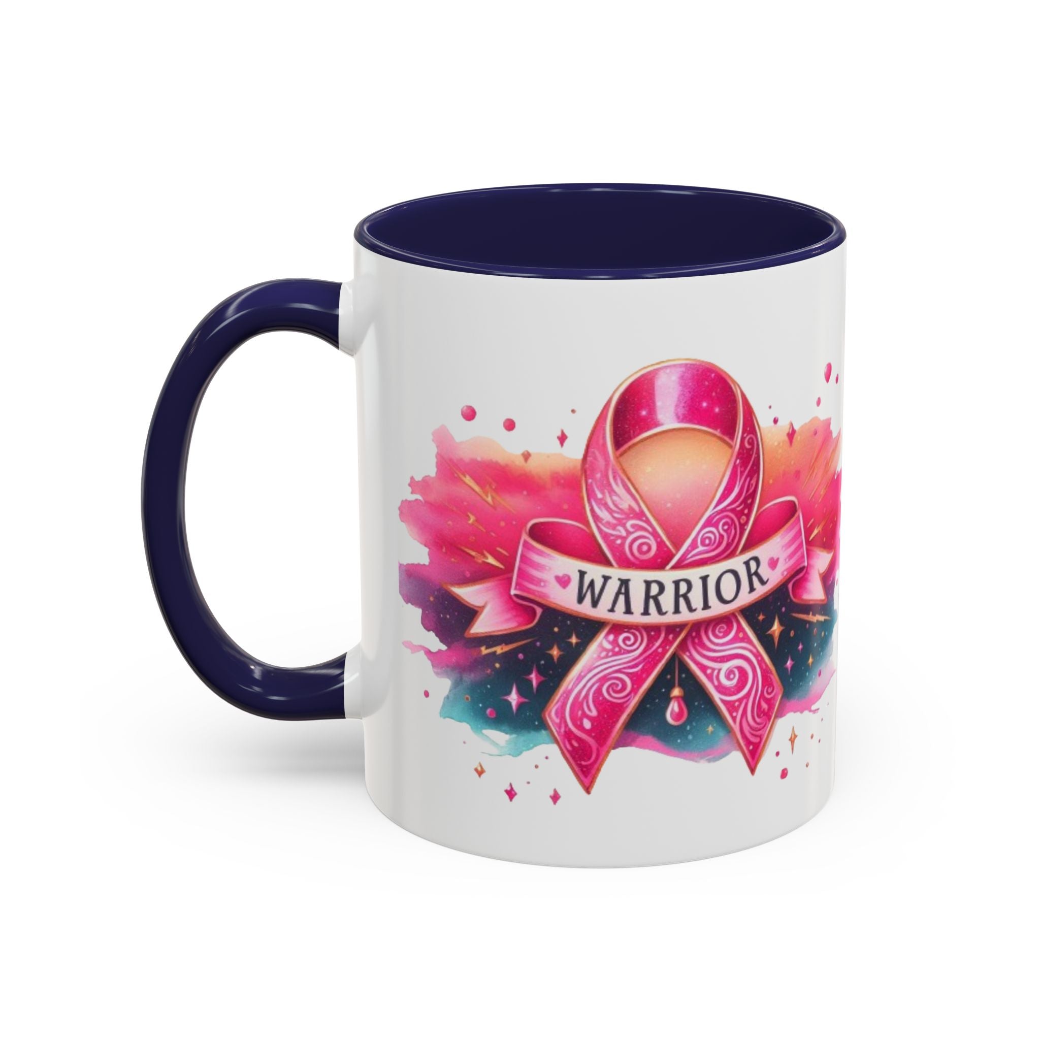 Pink Ribbon Warrior Coffee Mug, Support Breast Cancer Awareness Gift, Inspirational Mug, Cancer Survivor Merchandise, 11oz 15oz Mug