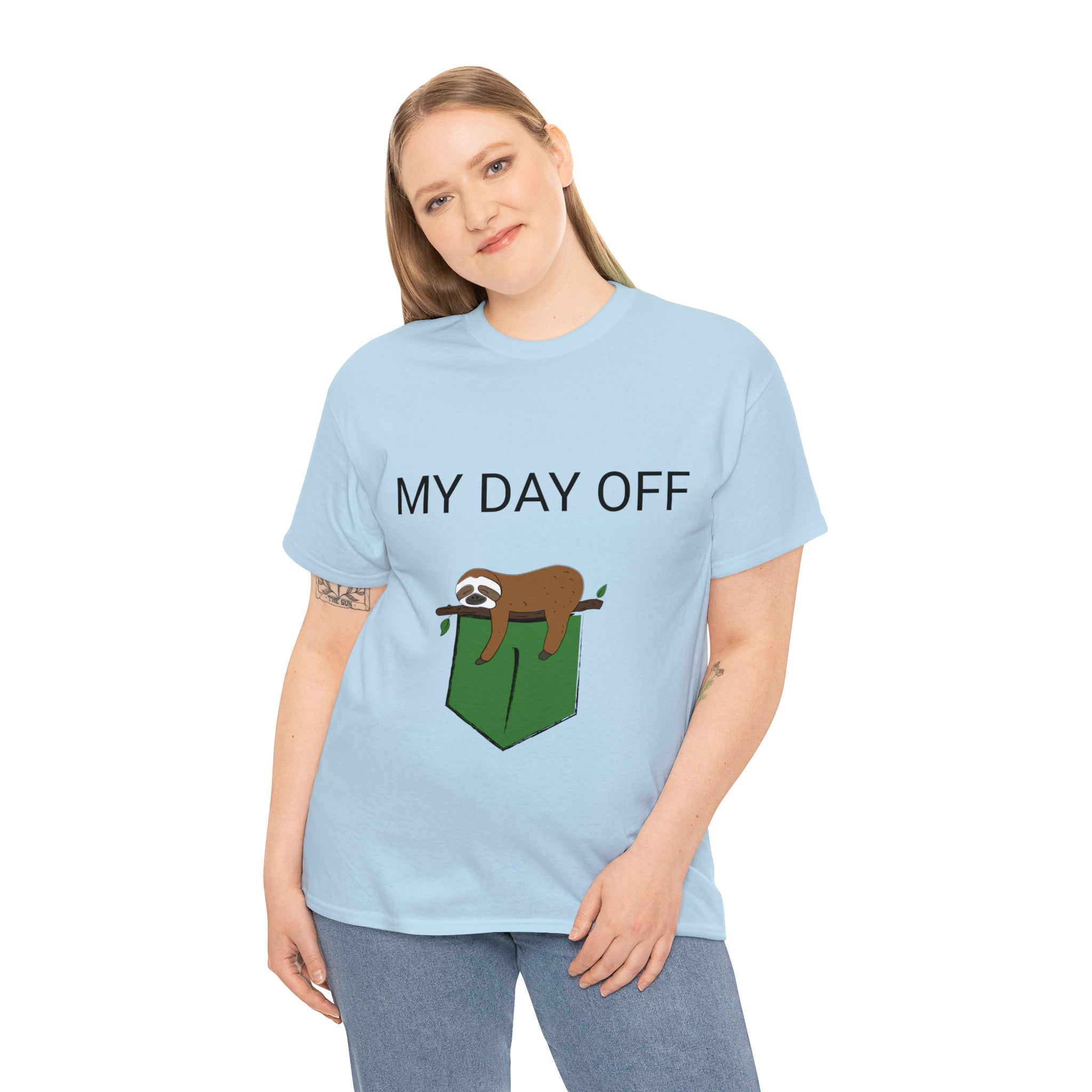 Lazy my day off  Unisex Heavy Cotton Tee funny humor t shirt for men and women