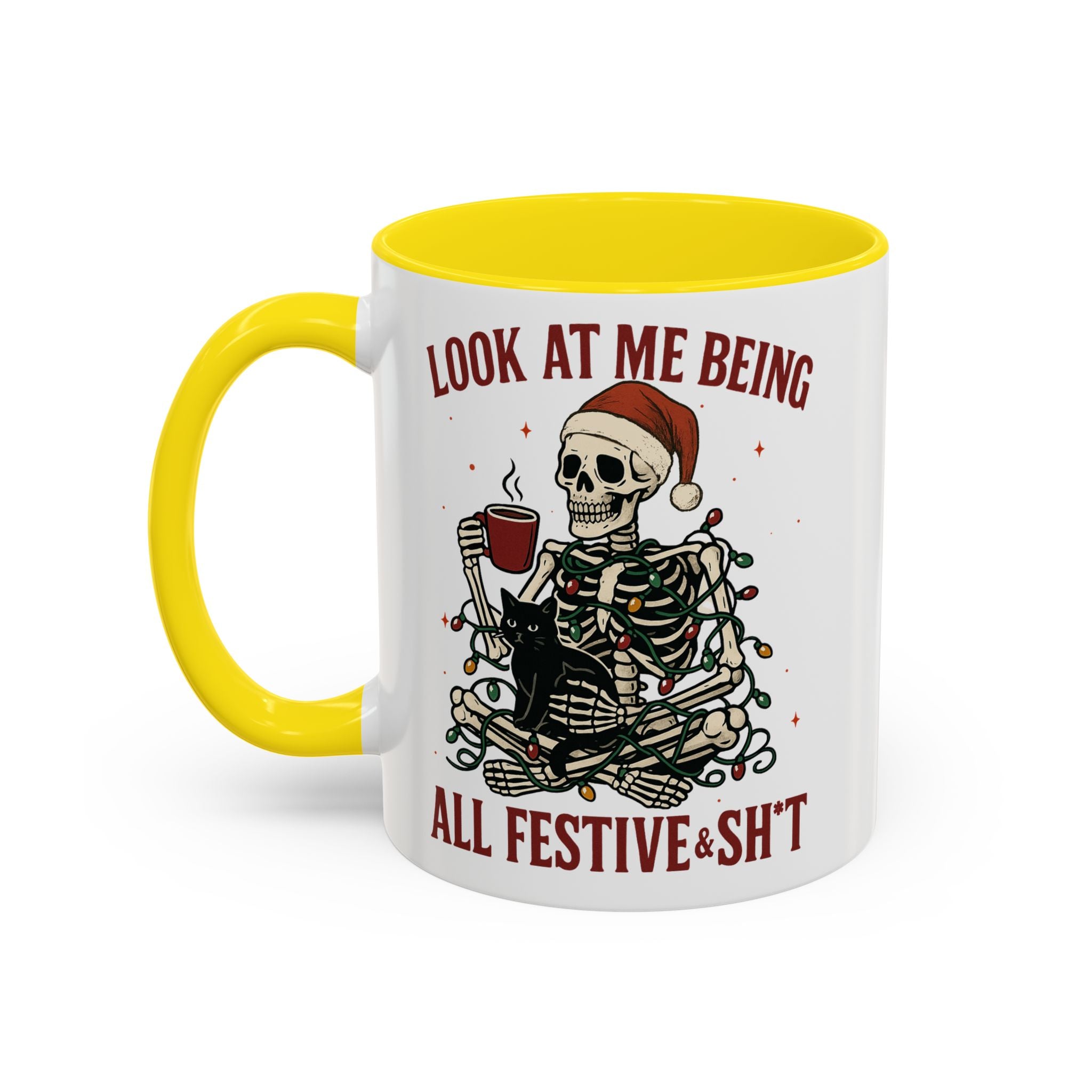 Festive Skeleton Christmas cheer winter Coffee Mug funny adult humor cup