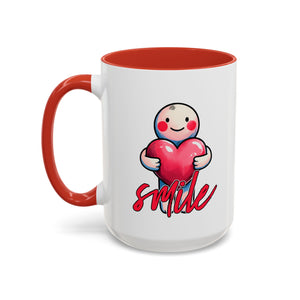 Smiling Heart Accent Coffee Mug - 11oz & 15oz | Cute Gift for Friends & Family