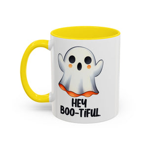 Hey Boo-tiful Ghost Coffee Mug, Halloween Mug, Cute Gift, Spooky Decor, Fun Mug