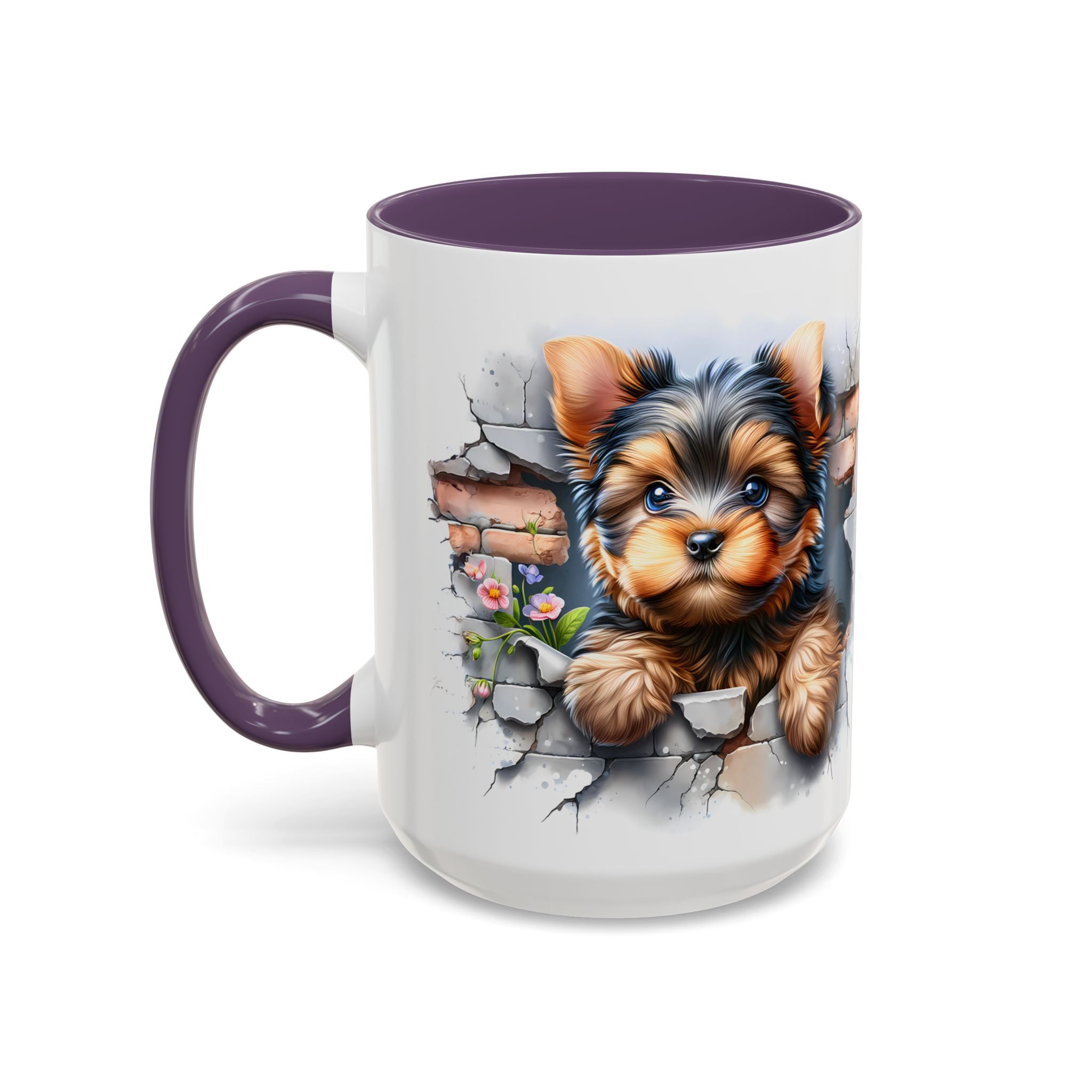 Cute Dog Peeking Coffee Mug, Pet Lover Gift, Yorkshire Terrier Mug, Animal Lover Coffee Cup, Dog-Themed Drinkware, Doggie Mug