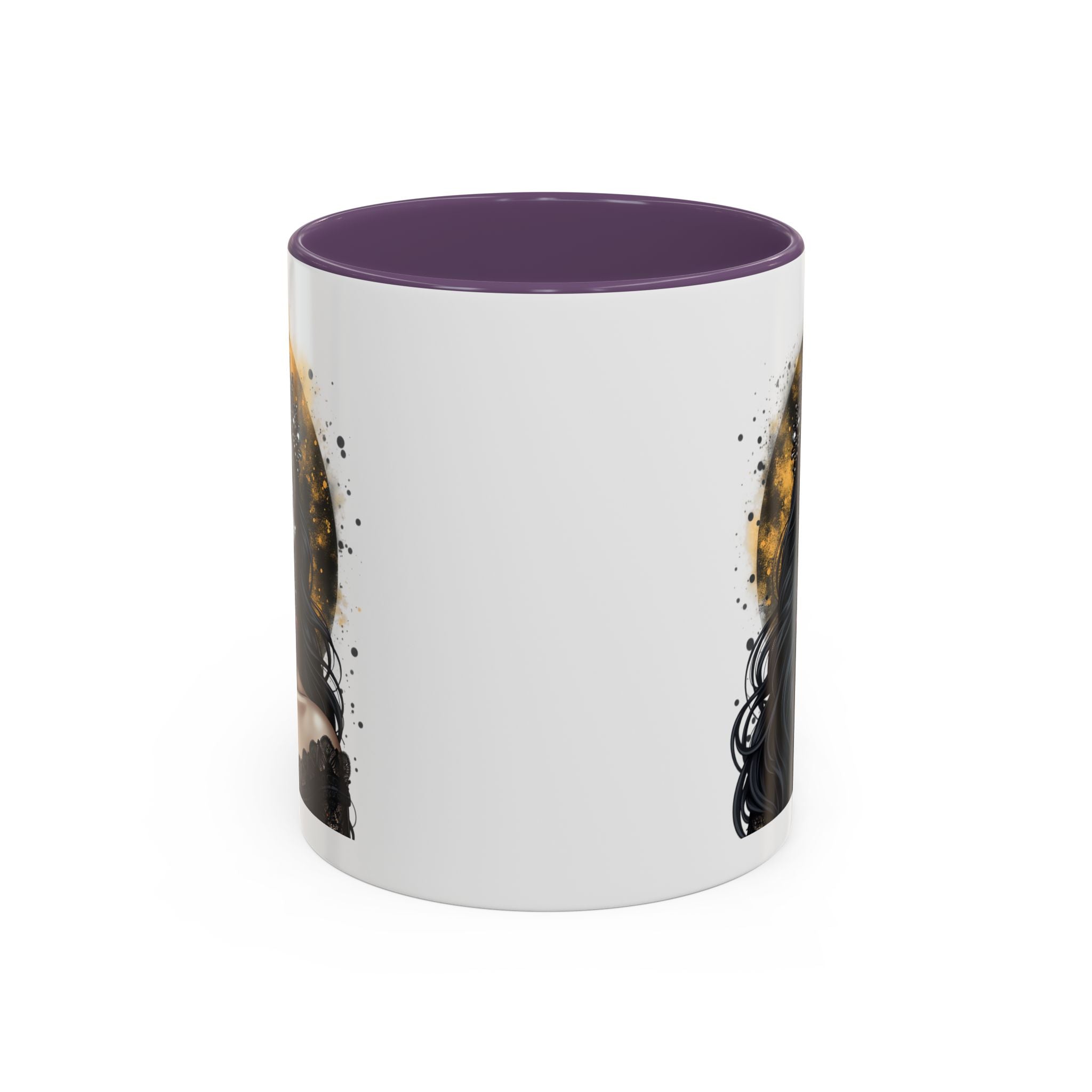 Gothic Art Accent Mug - Artistic Skull & Lady Design, Unique Coffee Cup for Halloween, Gift for Her, Decorative Kitchenware, Dark Aesthetic