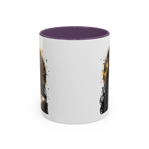 Gothic Art Accent Mug - Artistic Skull & Lady Design, Unique Coffee Cup for Halloween, Gift for Her, Decorative Kitchenware, Dark Aesthetic