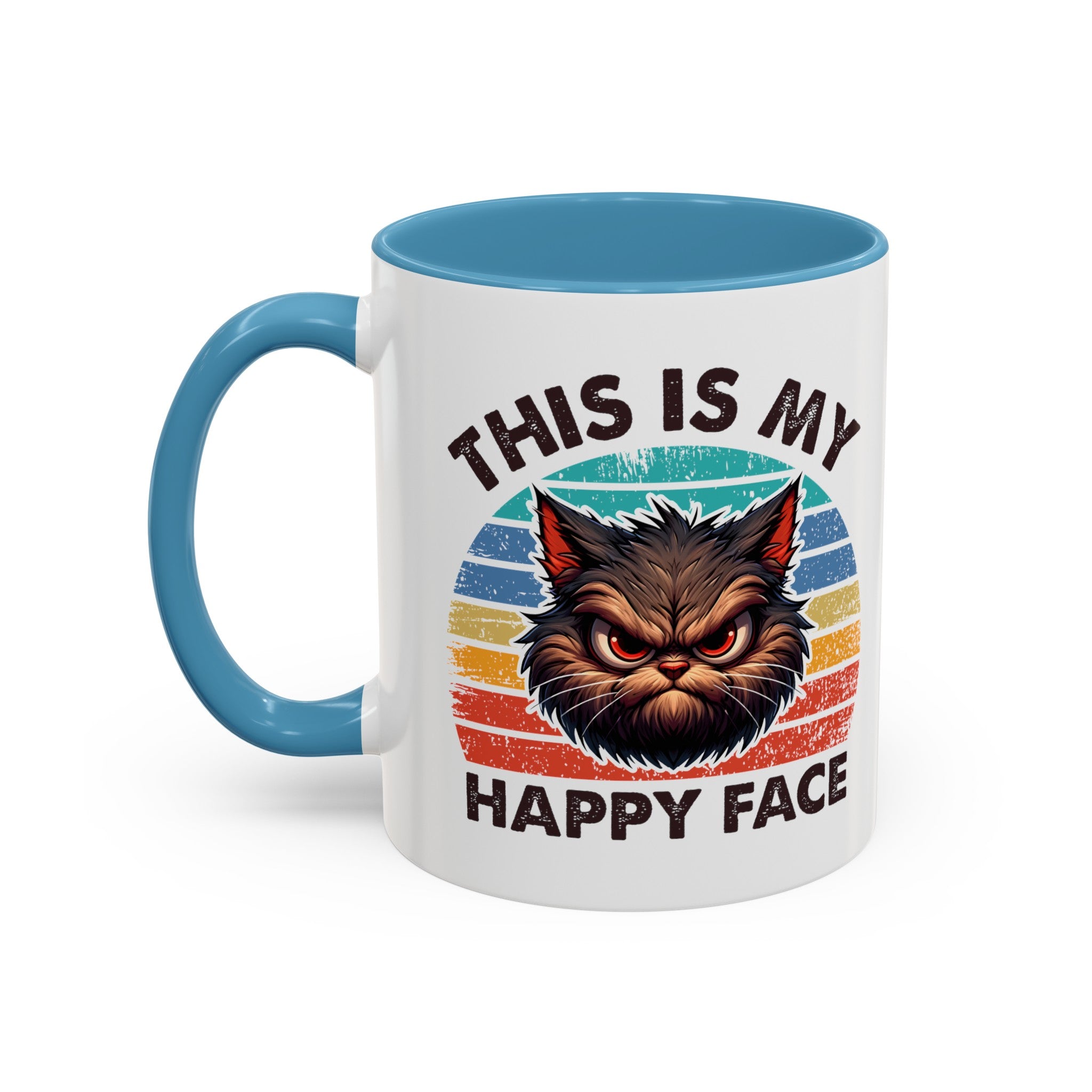 grumpy cat this is my happy face Accent Coffee Mug (11, 15oz) by the x m world