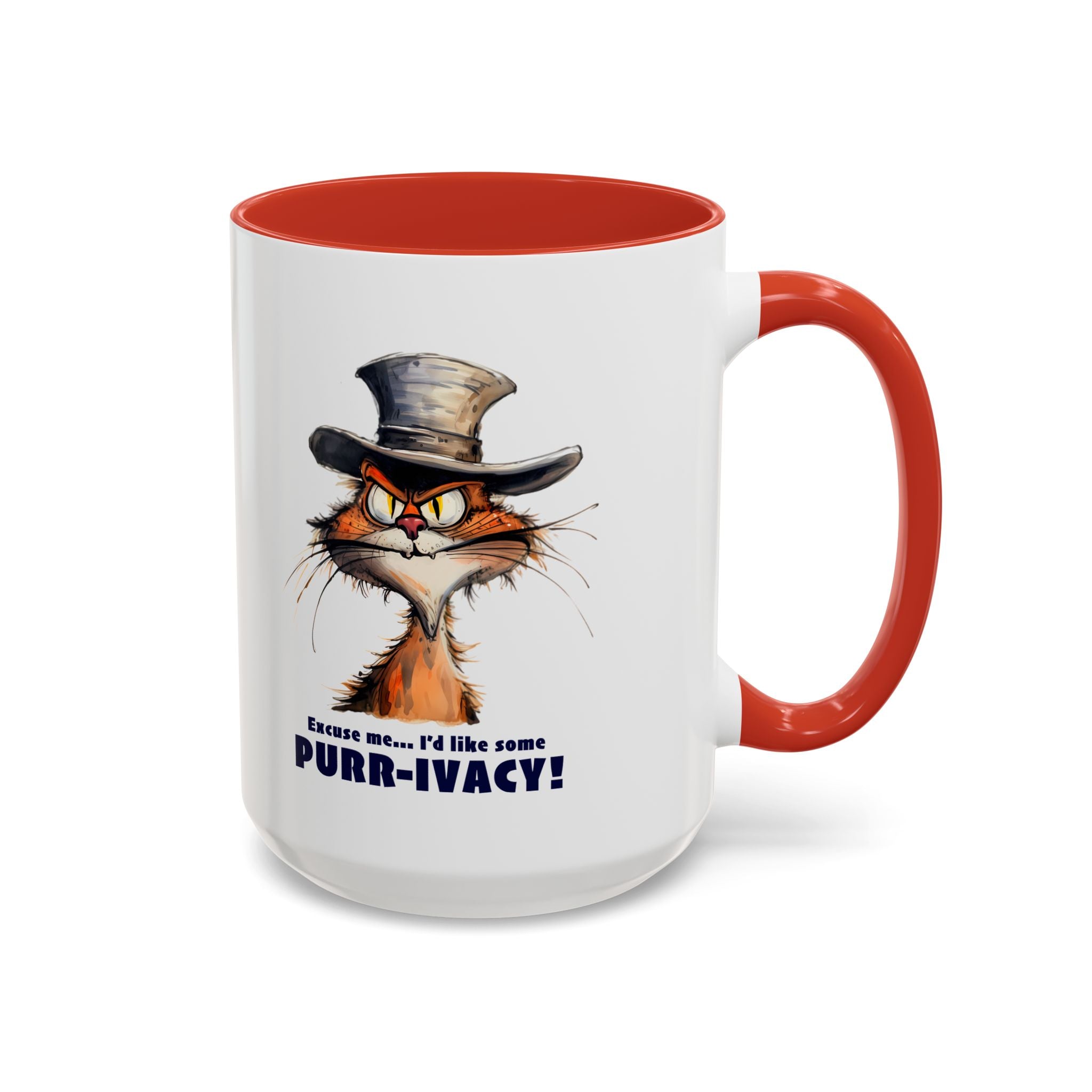 Funny Cat Coffee Mug - Purr-ivacy & Puppy Humor, Gifts for Cat Lovers, Home Office Accessories, Birthday, Pet Owner Mug