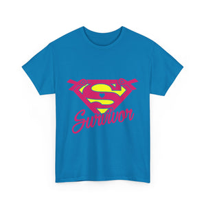 Super Survivor Unisex Heavy Cotton Tee, Support Cancer Awareness Shirt, Inspirational T-Shirt, Gift for Survivors, Motivational Apparel