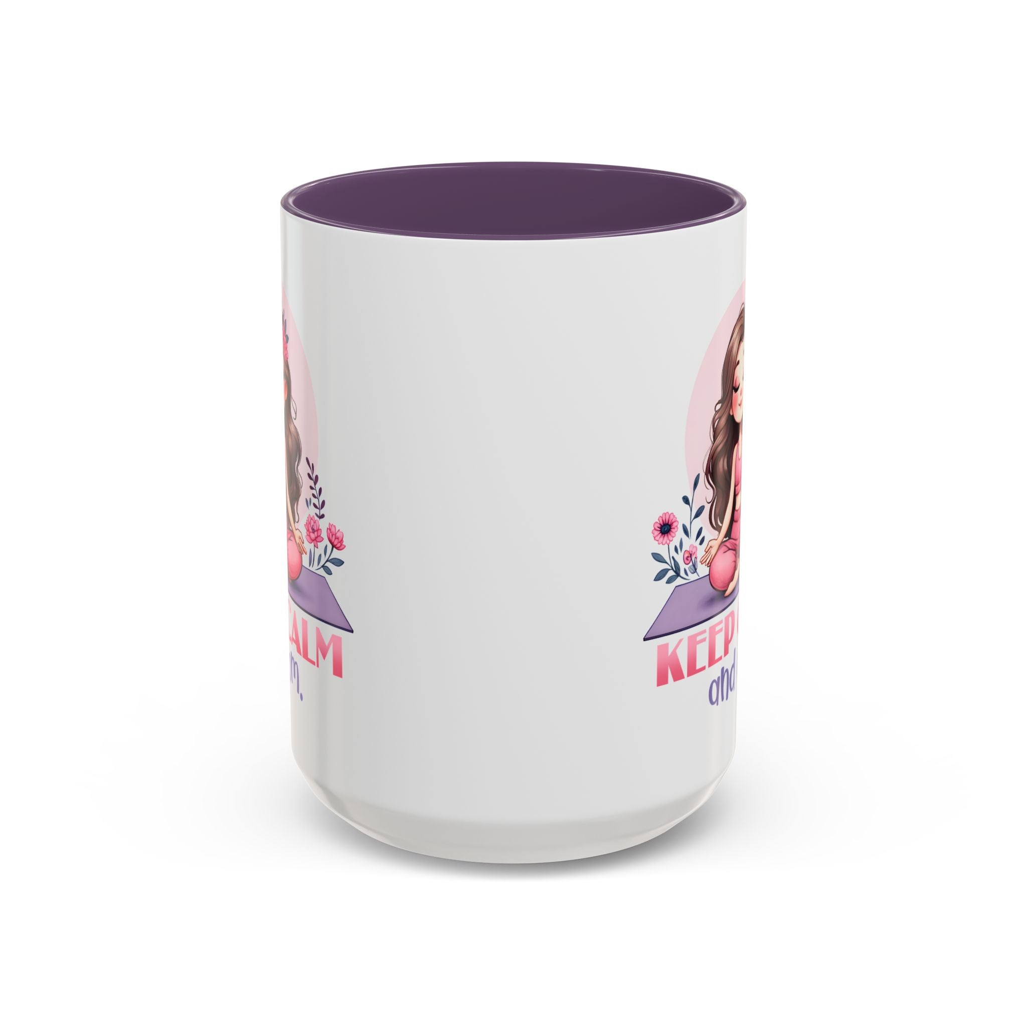 Relaxing Yoga Coffee Mug, Keep Calm and Om Mug, Inspirational Gift, Meditation Mug, Self-Care Coffee Cup, Yoga Lover's Gift