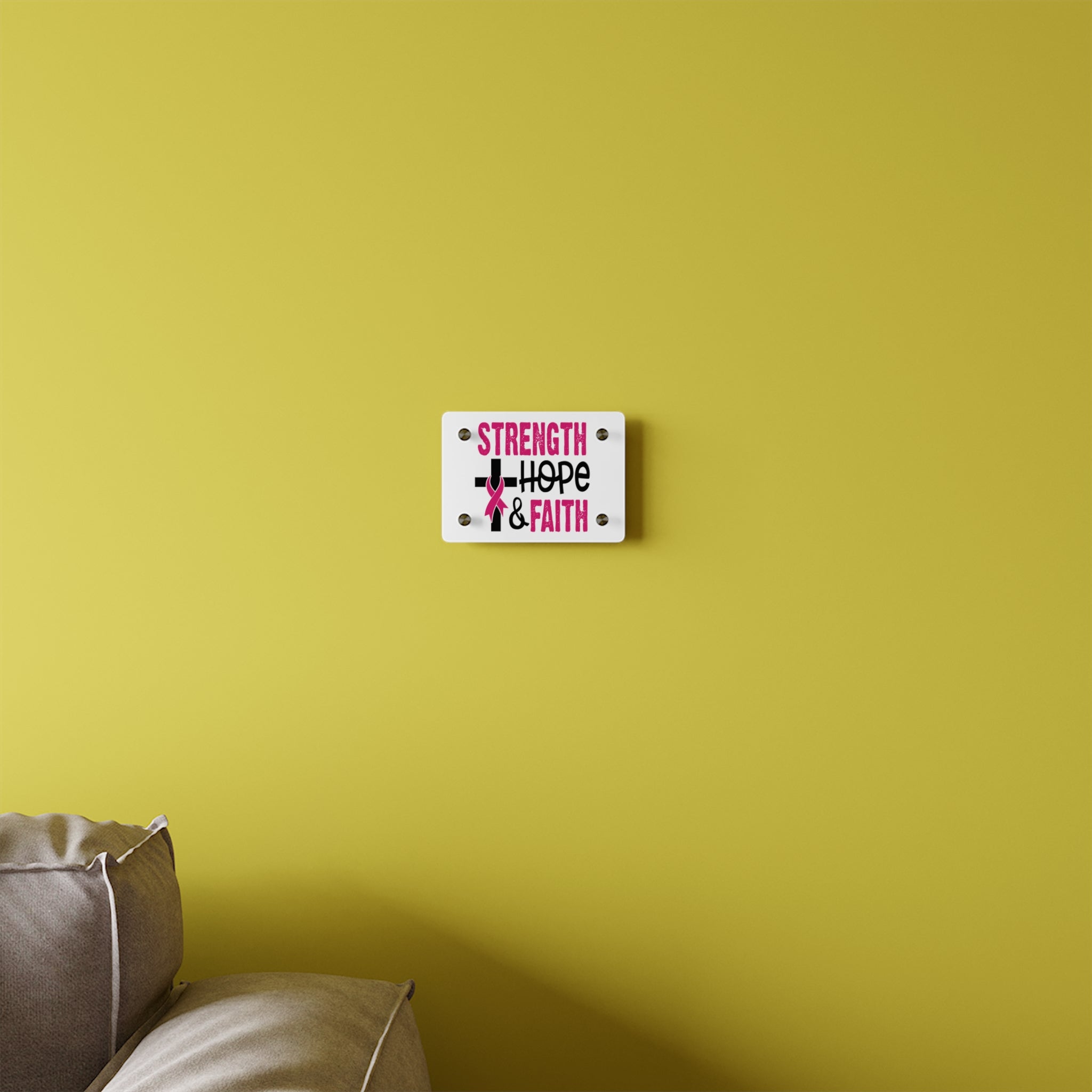 Inspirational Acrylic Wall Art Panel - Strength Hope Faith, Motivational Decor, Breast Cancer Awareness, Home Wall Decor, Gift for Women