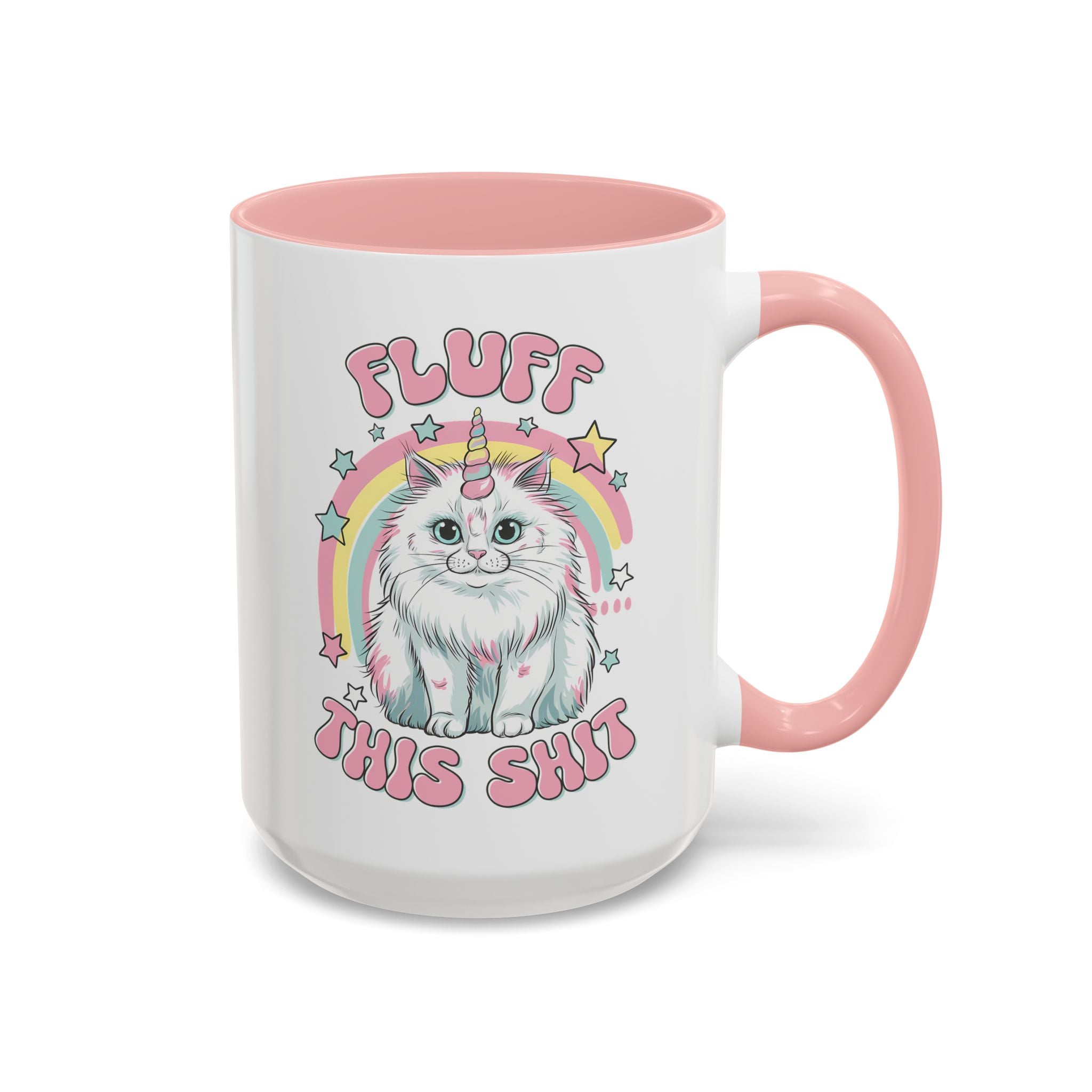 Whimsical Cat Coffee Mug - "Fluff This Shit" funny adult humor sarcasm