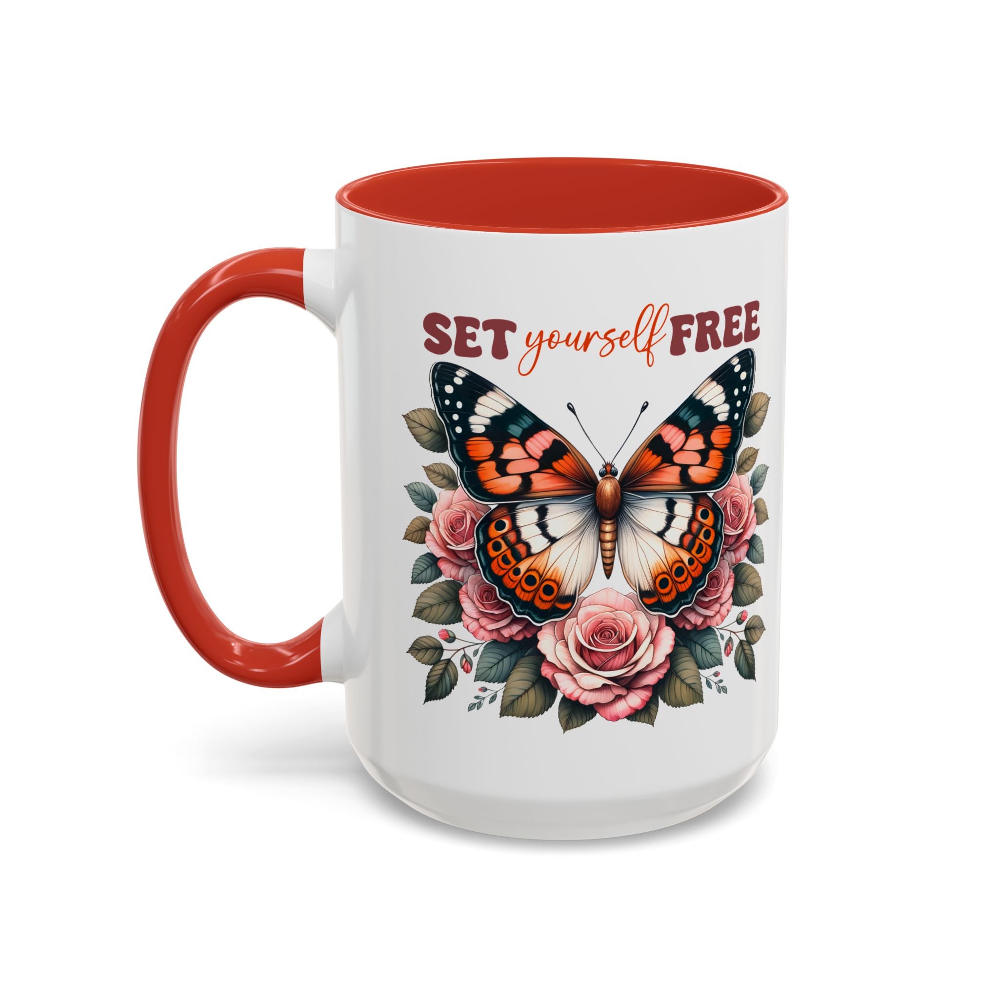 Butterfly Inspiring Coffee Mug - Set Yourself Free positive vibe mental health freedom