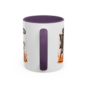 Funny I'M fine  Skeleton on fire Coffee Mug - Humor Gift for Halloween, Coffee Lovers,  Decor, Gag Gift, 11-15oz Accent Mug