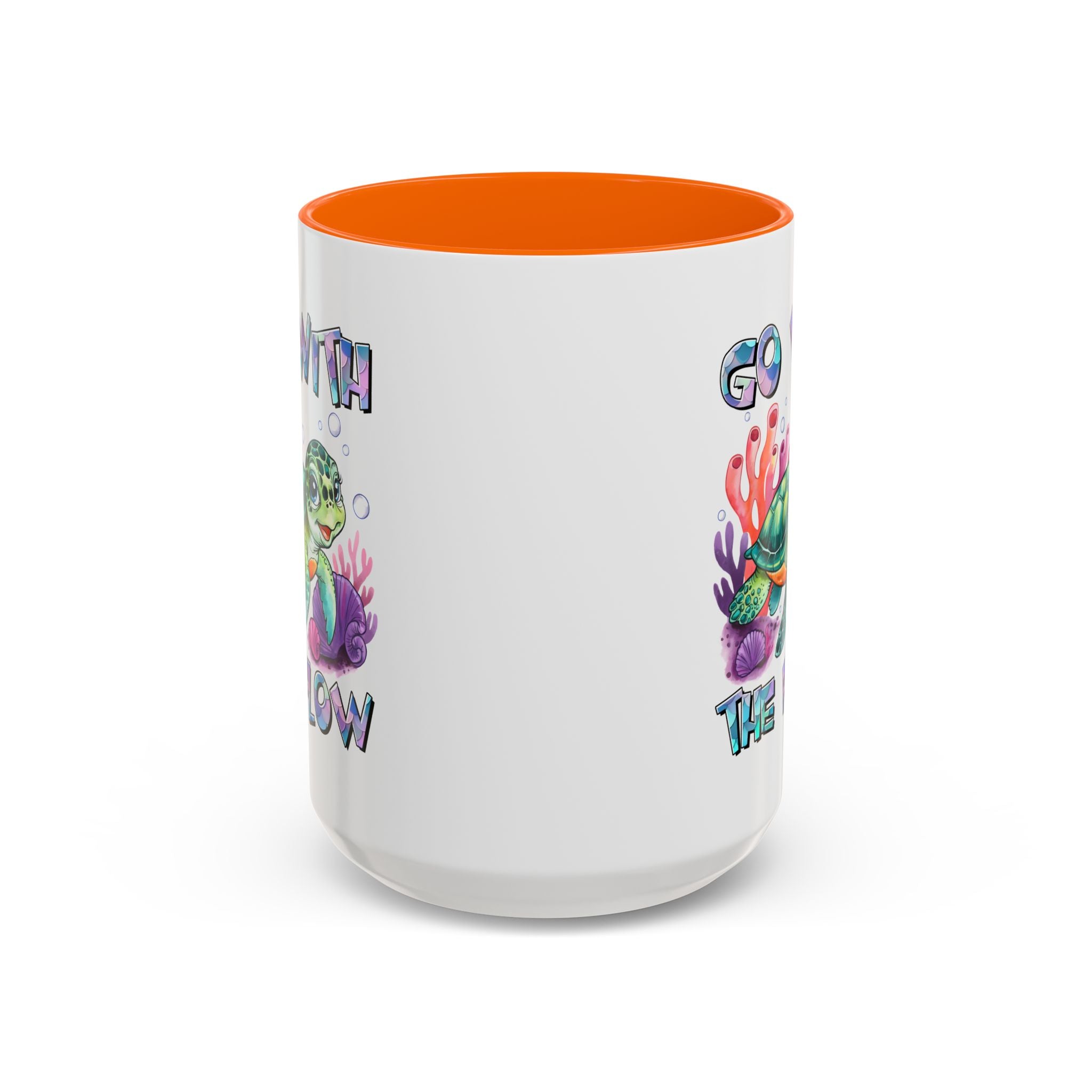 Ocean-Inspired Accent Coffee Mug - 'Go With The Flow' Design turtle