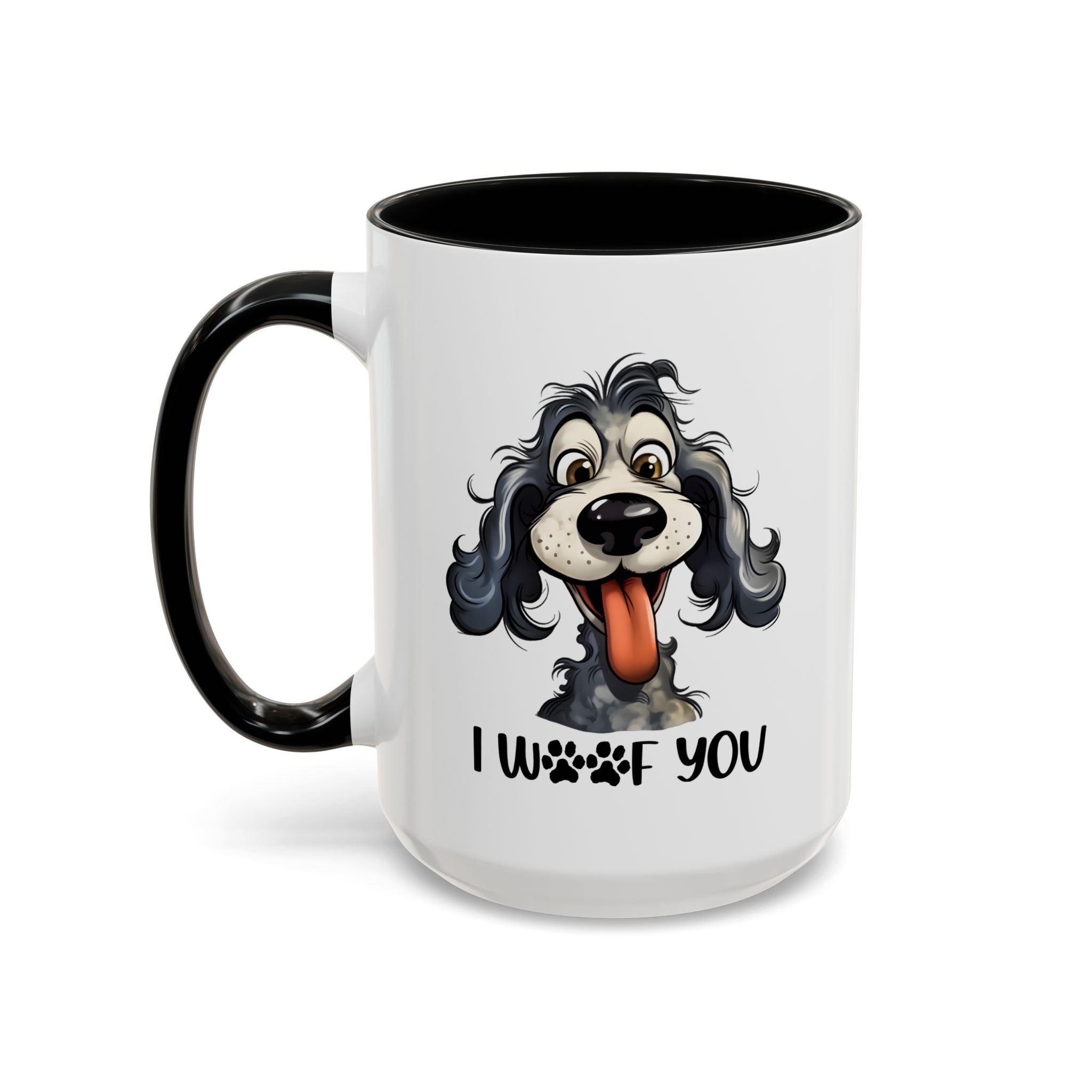 Dog Lover's Accent Coffee Mug - I Woof You, Pet Gift, Animal Lover Cup, Dog Mom Mug, Cute Dog Design, Fun Coffee Cup