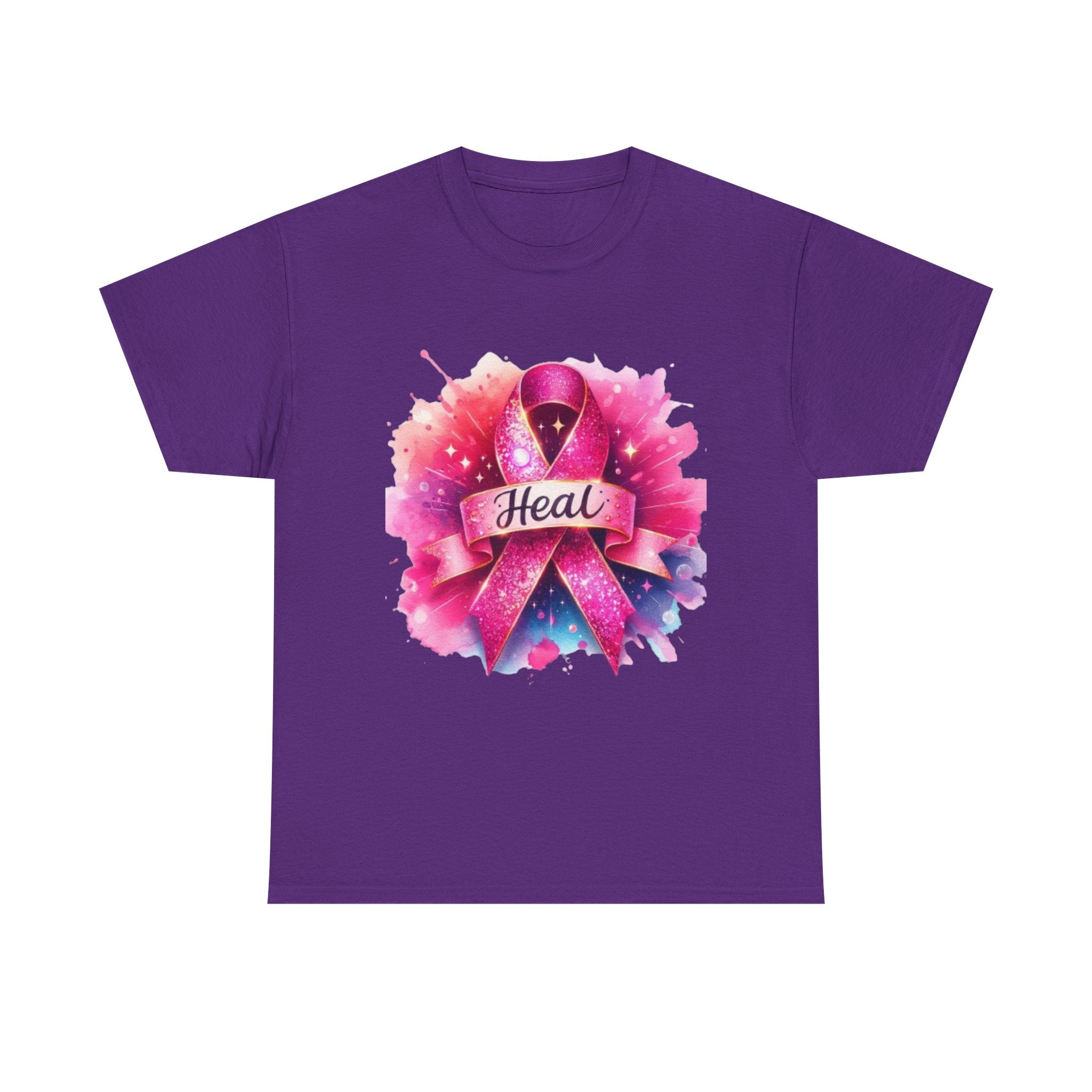 Breast Cancer Awareness Tee, Heal Ribbon Shirt, Supportive Gift, Unisex Cotton T-Shirt, Inspirational Apparel, Pink Ribbon Top