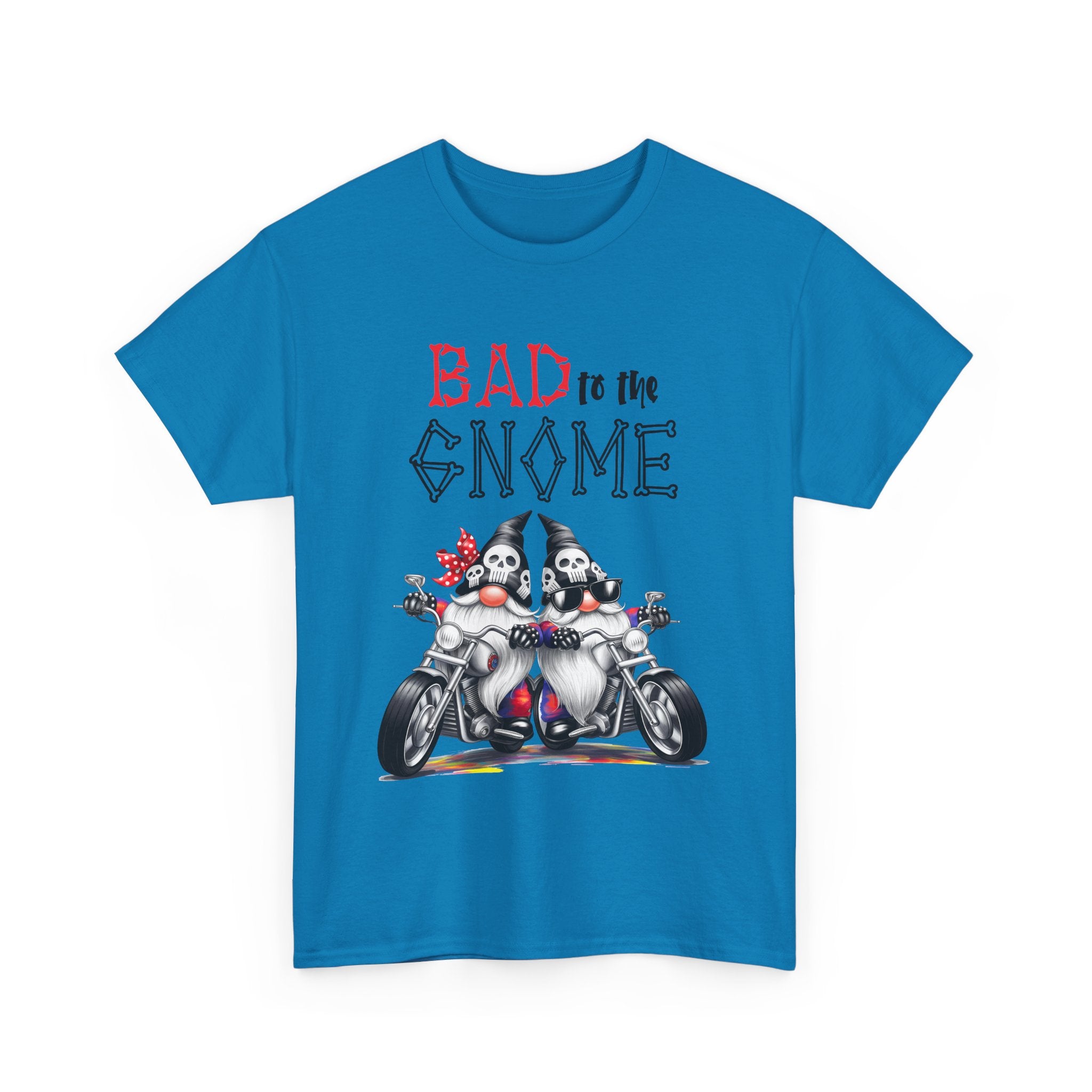 Bad to the Gnome Unisex Heavy Cotton Tee - Fun and Whimsical Biker Shirt