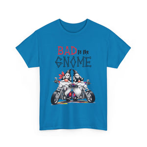 Bad to the Gnome Unisex Heavy Cotton Tee - Fun and Whimsical Biker Shirt