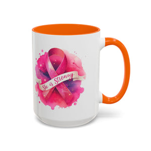 Empowering Pink Ribbon Coffee Mug | She is Strong | Gift for Cancer Awareness, Inspirational Drinkware, Office Mug, Motivational [...]