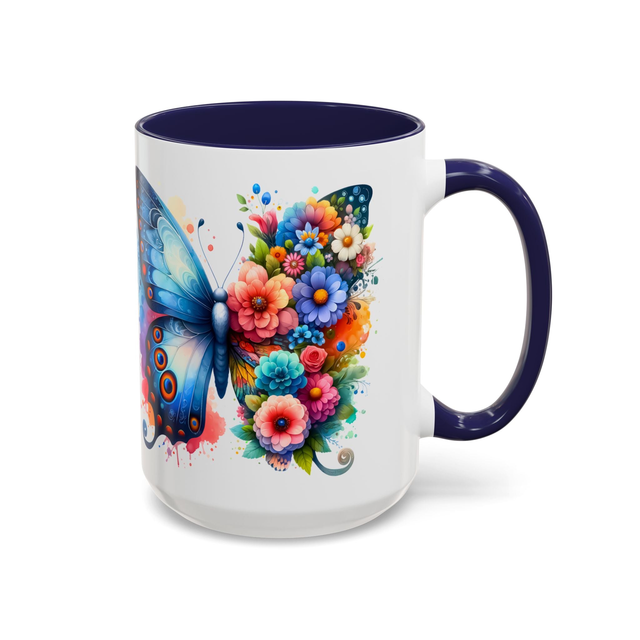 Colorful Floral Butterfly Accent Coffee Mug – Vibrant Artistic 11/15oz nature lover
