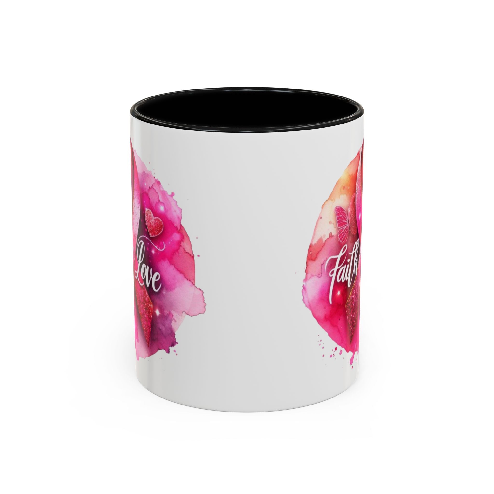 Inspirational Accent Coffee Mug with Pink Ribbon Design, Faith Hope Love Gift, Cancer Awareness Mug, Supportive Drinkware, Meaningful [...]