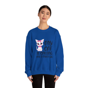 Cute Cat Lover Sweatshirt, My Cat Is Calling Crewneck, Animal Print Pullover, Pet Owner Gift, Cozy Sweatshirt for Cat Moms