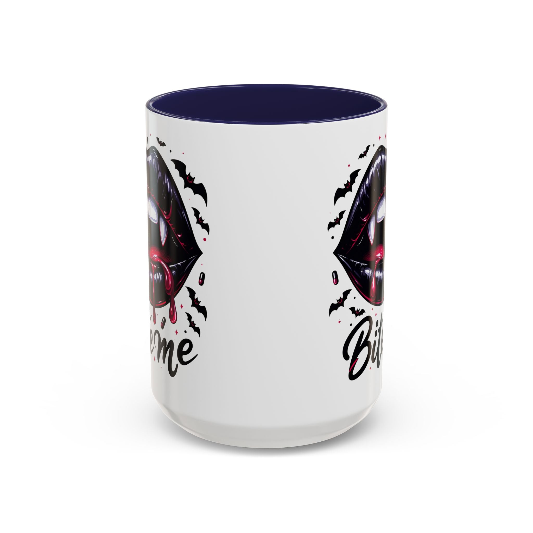 Vampire Themed Coffee Mug - "Bite Me"  halloween bats horror art cup