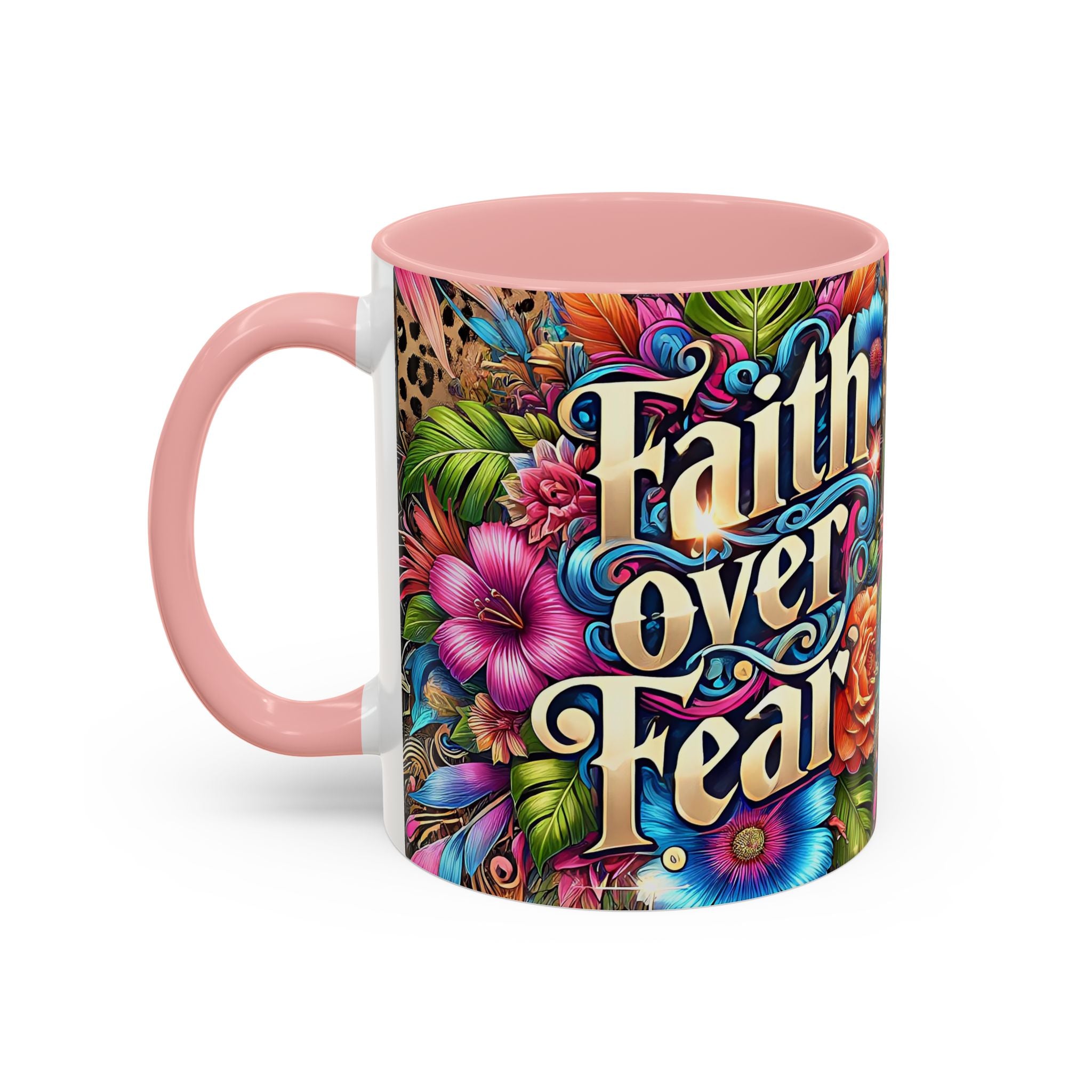 Faith Over Fear Floral Coffee Mug positive mental health
