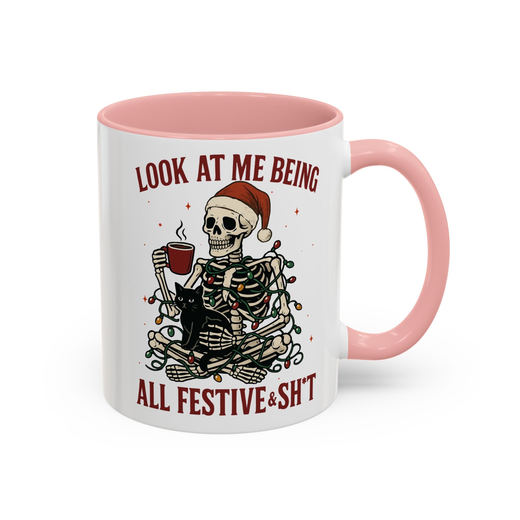 Festive Skeleton Christmas cheer winter Coffee Mug funny adult humor cup