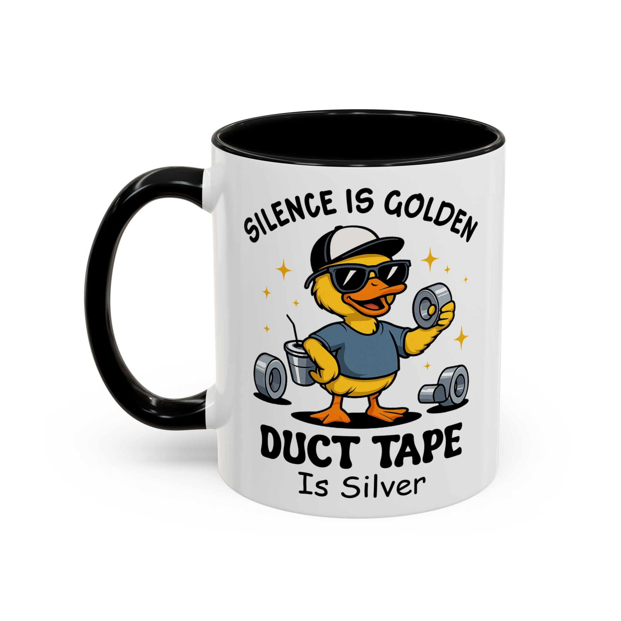 Silence Is Golden Duct Tape Is Silver Mug — Funny Duck Repair Coffee Mug (11/15 oz)