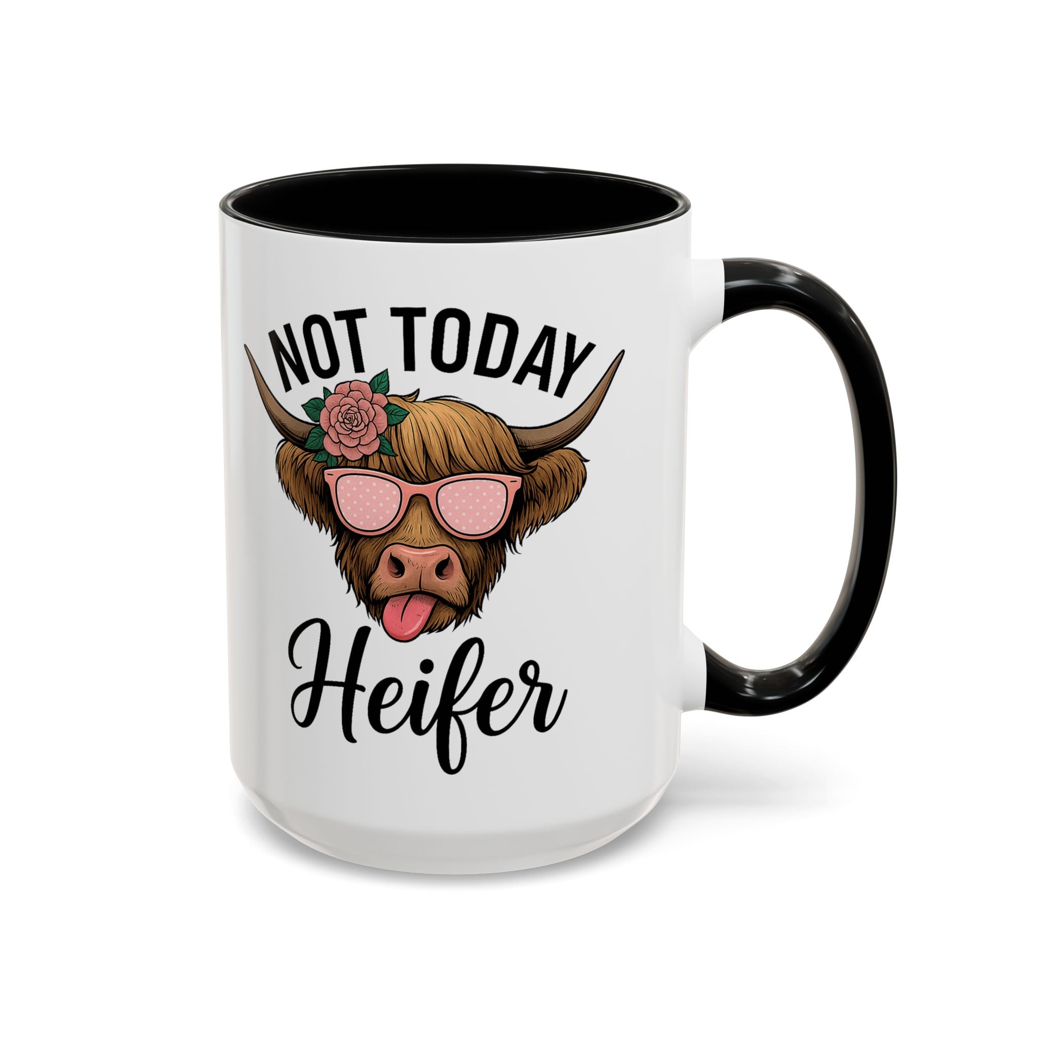 Not Today Heifer Coffee Mug — Funny Cow Mug with Sunglasses (11/15oz)