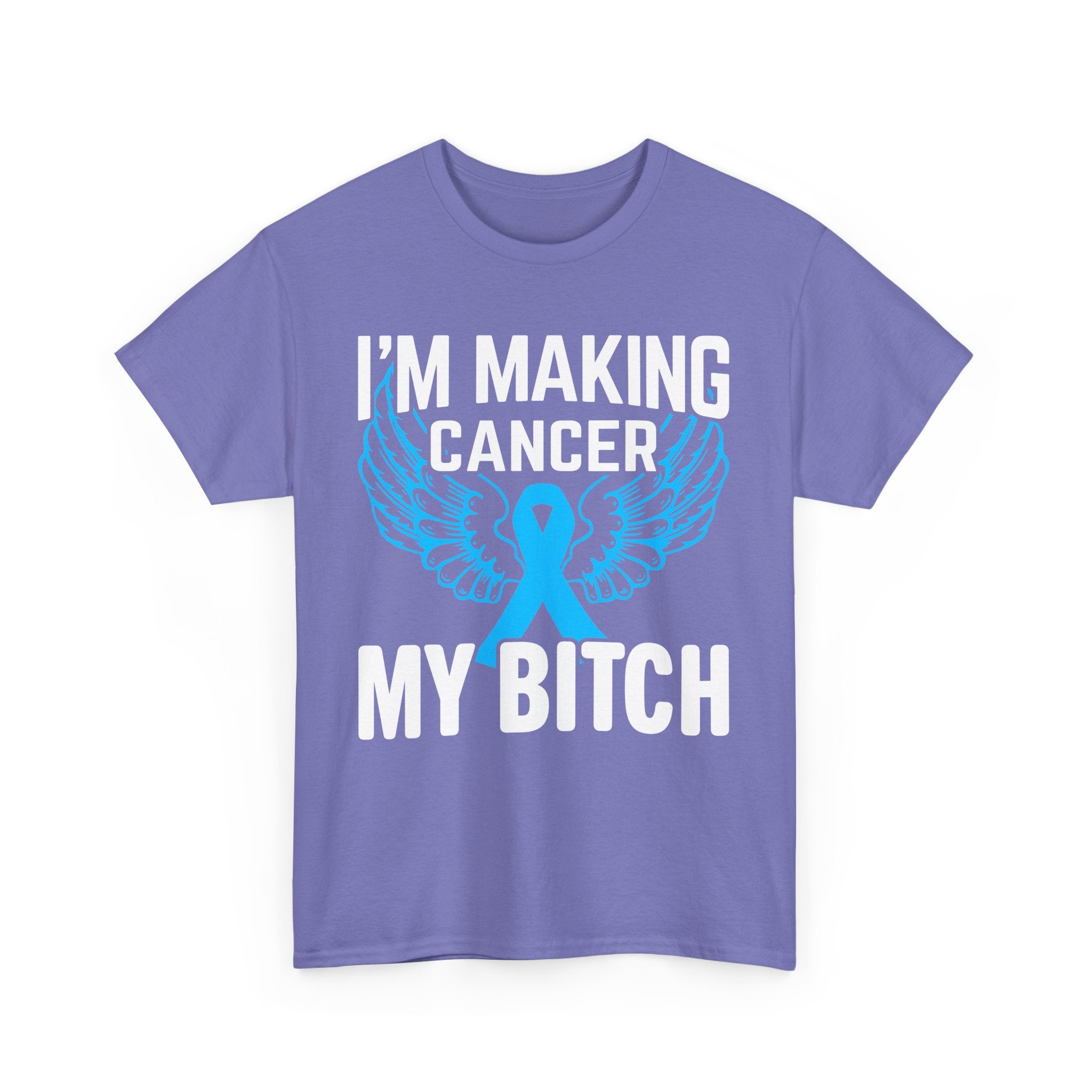 Angel Wings cancer Awareness Tee, Unisex Cotton Shirt for Support, Gift for Advocates, Fundraising Event Wear, Blue Ribbon Merchandise