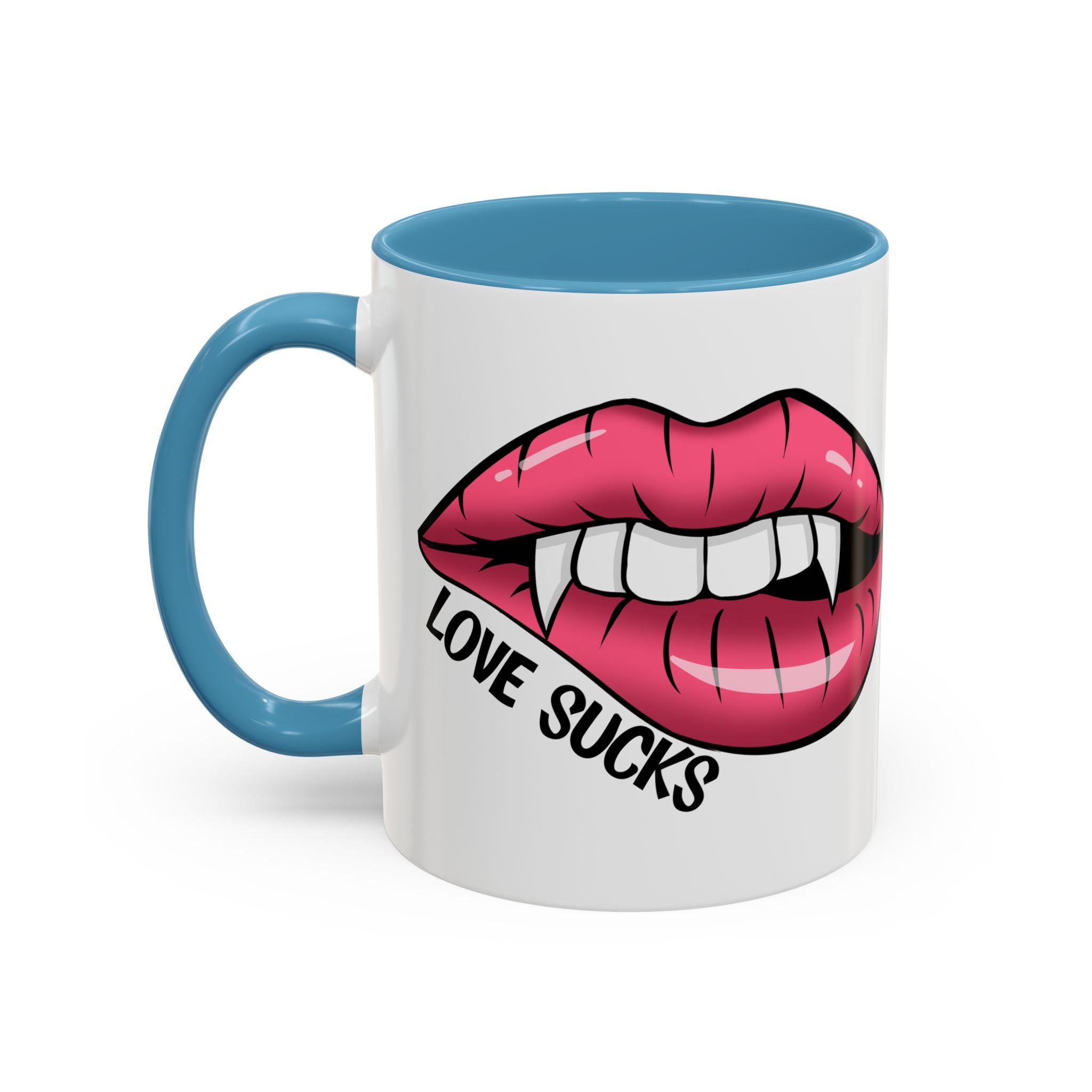 anti valentine Accent Coffee Mug - 'Love Sucks' Vampire Lips Coffee Mug