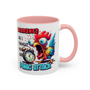 Funny Panic Attack Coffee Mug, Quirky Rooster Mug for Stress Relief, Gift for Teachers, Office Humor, Coworker Gift, Fun Coffee Cup