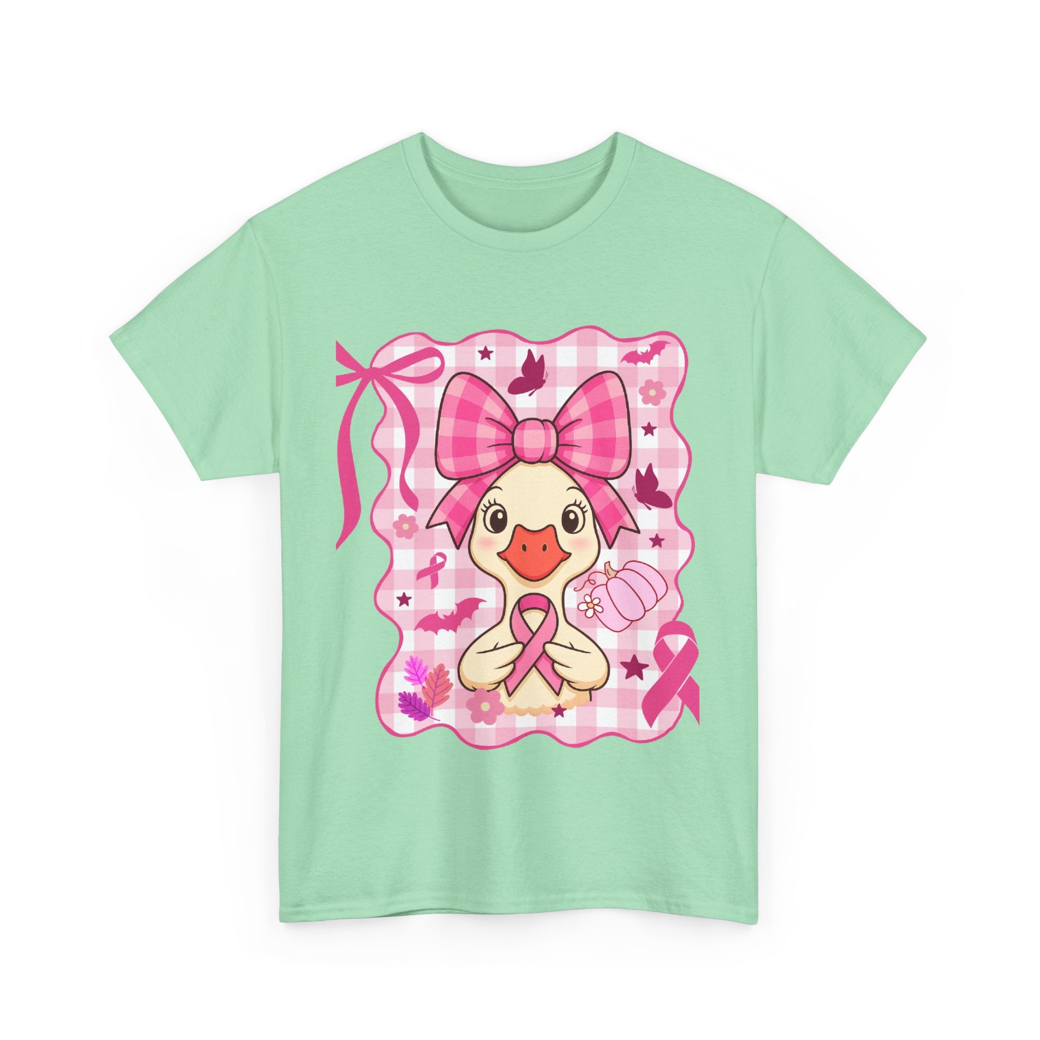 Cute Pink Ribbon Duck Tee, Breast Cancer Awareness Shirt, Funny Unisex Cotton T-Shirt, Gift for Her, Cute Animal Apparel