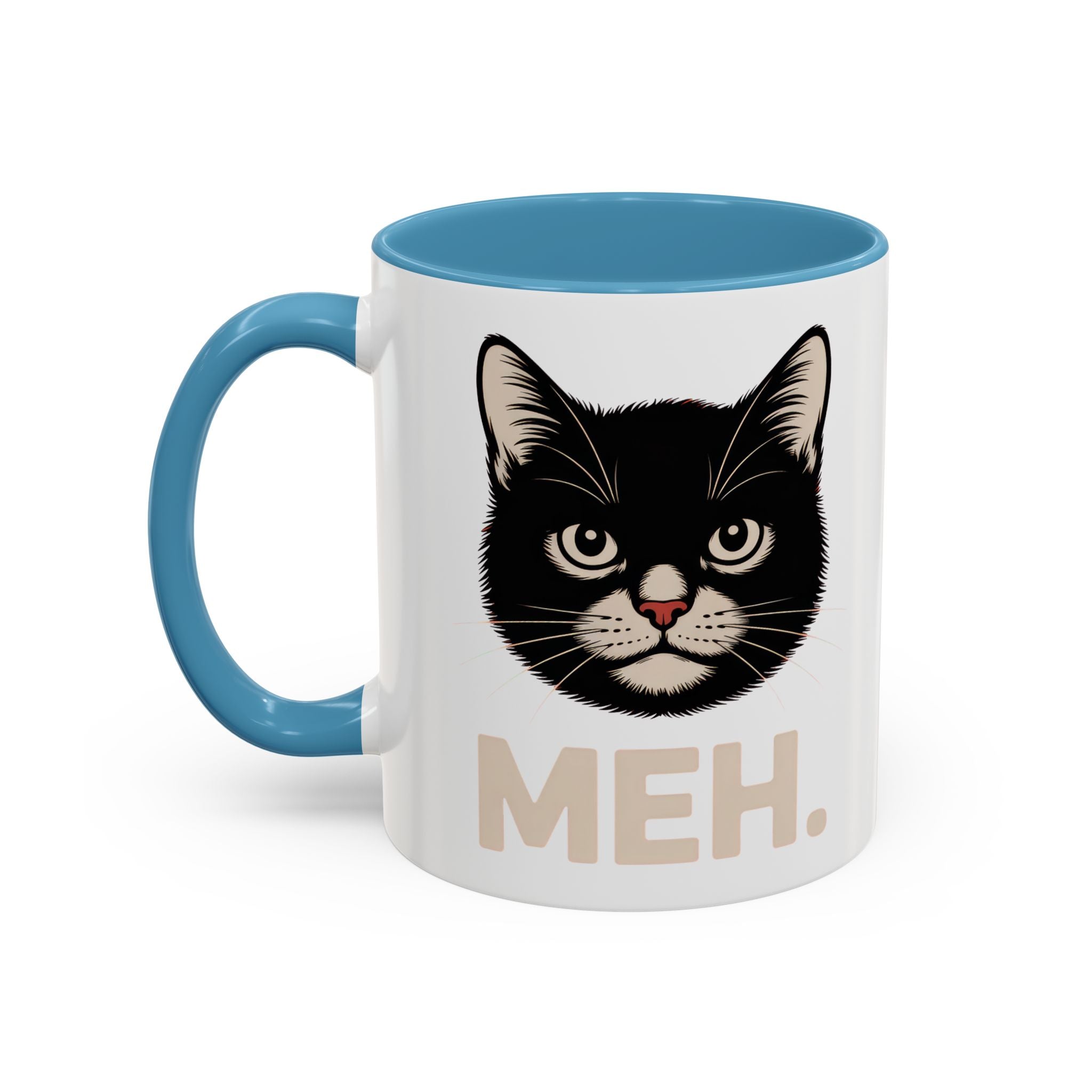 Tuxedo Cat 'MEH.' Accent Coffee Mug — Funny Cat Lover Ceramic Mug