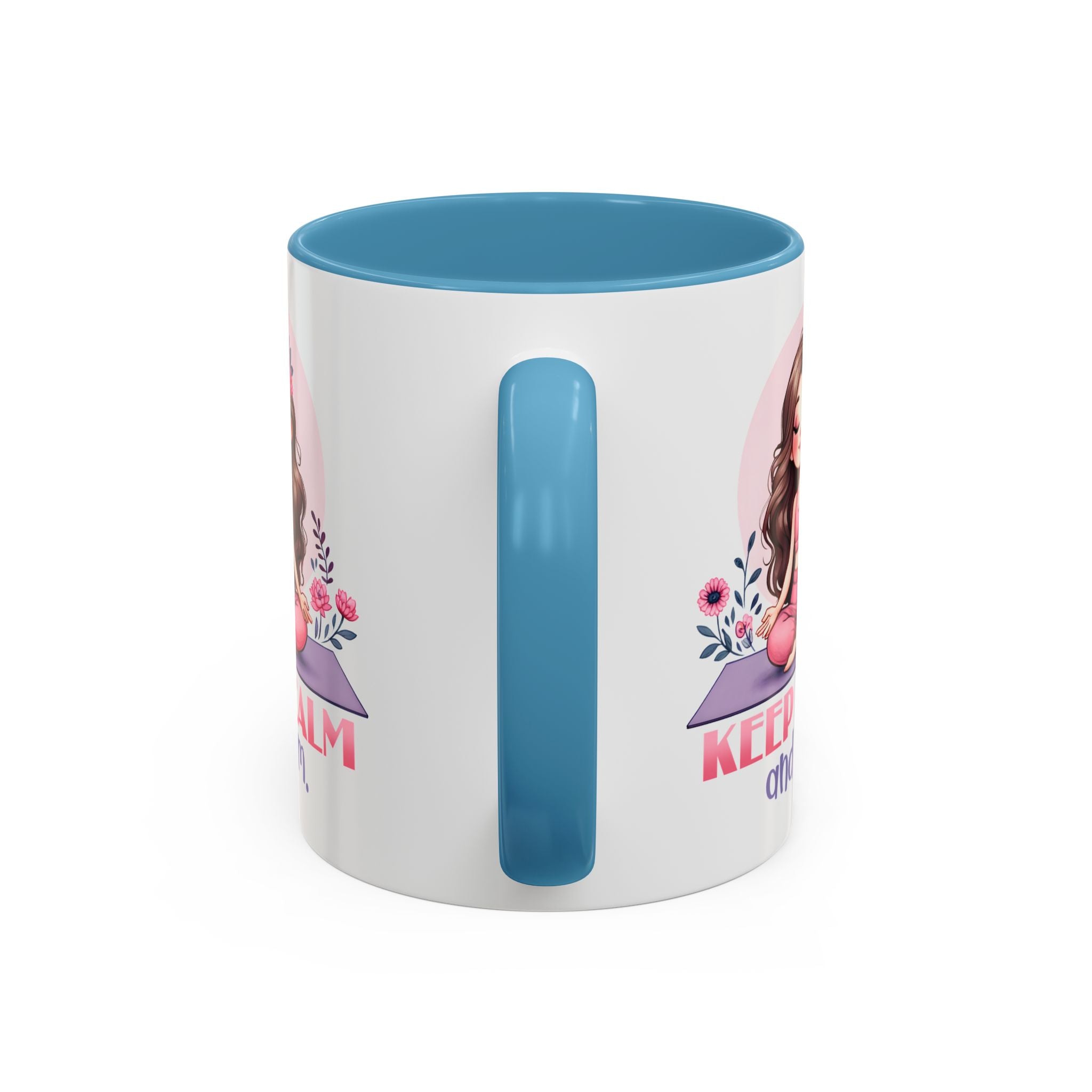 Relaxing Yoga Coffee Mug, Keep Calm and Om Mug, Inspirational Gift, Meditation Mug, Self-Care Coffee Cup, Yoga Lover's Gift