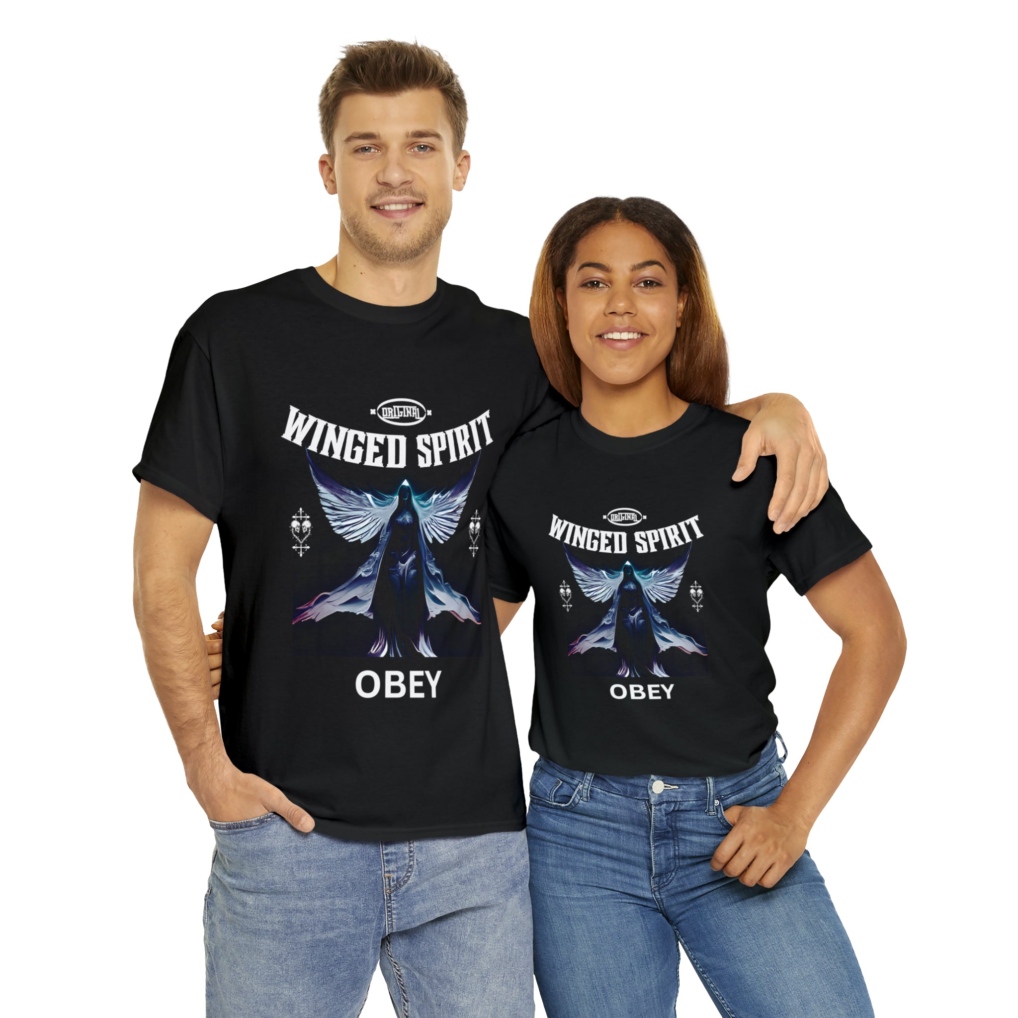 Obey winged spirit gothic Unisex Heavy Cotton Tee mens black